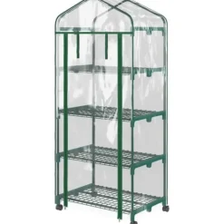 Sale Mini drivhus 69×50×165 cm – 4 hylder, gennemsigtigt Drivhus