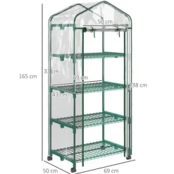 Sale Mini drivhus 69×50×165 cm – 4 hylder, gennemsigtigt Drivhus