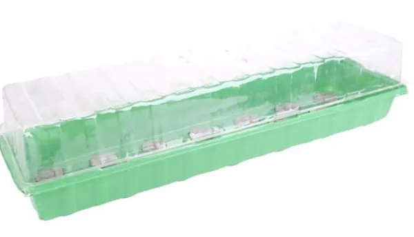 Outlet Mini drivhus + kokosnøddeskiver 54x15x11cm 20 huller Kit Til Plante- & Urtedyrkning