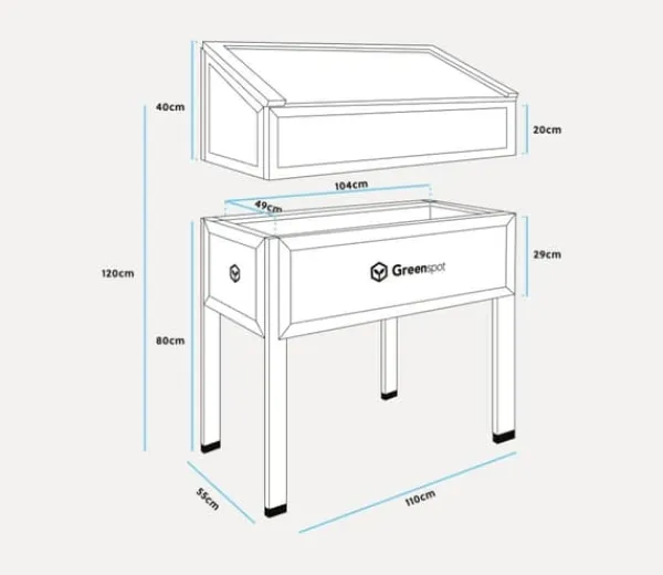 Sale Mini drivhus med overdækning til altan og terrasse 110x55x120 cm Greenspot - Drivhus på træplatform, Hævet træbed, Kold ramme med overdækning på høje | CDON Drivhus