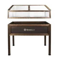 Sale Mini drivhus med overdækning til altan og terrasse 110x55x120 cm Greenspot - Drivhus på træplatform, Hævet træbed, Kold ramme med overdækning på høje | CDON Drivhus
