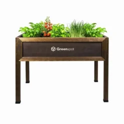 Sale Mini drivhus med overdækning til altan og terrasse 110x55x120 cm Greenspot - Drivhus på træplatform, Hævet træbed, Kold ramme med overdækning på høje | CDON Drivhus
