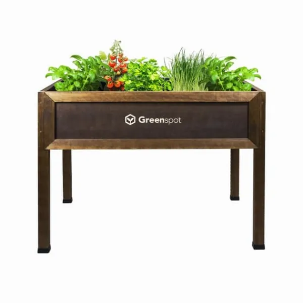 Sale Mini drivhus med overdækning til altan og terrasse 110x55x120 cm Greenspot - Drivhus på træplatform, Hævet træbed, Kold ramme med overdækning på høje | CDON Drivhus