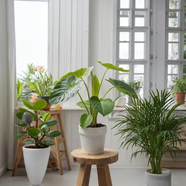 Krukkeplanter Indendørs^Mini inomhus palmen - Sæt med 4 - Dypsis Chamaedorea - Højde 25-40cm - ⌀12cm