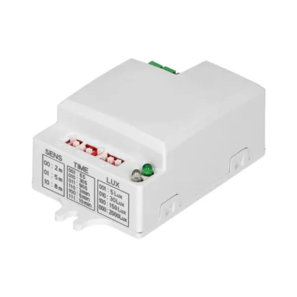 Bevægelsesdetektorer^Mini mikrobølgebevægelsessensor, 360°/180°, med jumperjustering, IP20, 1200W OR-CR-282