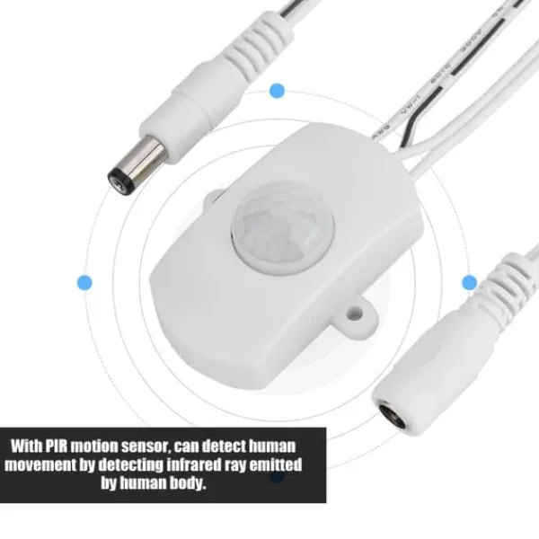 Clearance Mini PIR infrarød bevægelsessensor til LED-strimmel - hvid, 5A, DC 6-24V Bevægelsesdetektorer