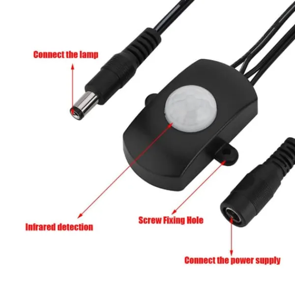 Discount Mini PIR infrarød bevægelsessensor til LED-strimmel - sort, 6-24V, 5A Bevægelsesdetektorer