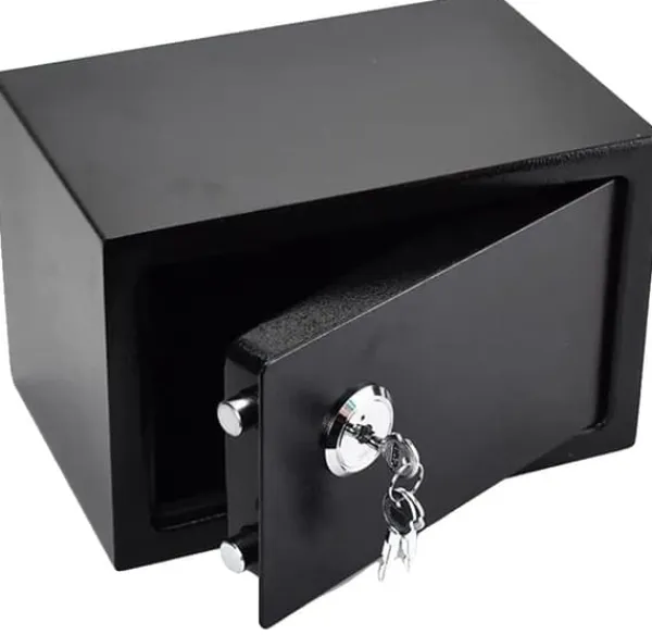 Pengeskabe^Mini Safe, 4,6 Liters Kapacitet, Mekanisk Lås, 3 Nøgler Inkluderet, Holdbart Q235 Stål, Vægmonterbar
