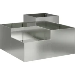 New Moderne blomsterkrukke i galvaniseret stål - Rektangulær | Størrelse: 80x80x48 cm | Farve: Sølv Plantningsbænke