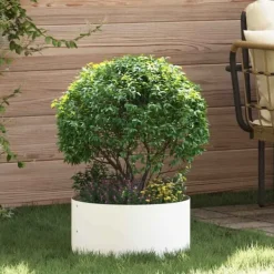 Krukker & Plantebeholdere^Moderne blomsterkrukke i stål - Plante stativ til indendørs og udendørs brug | Størrelse: 40 x 40 x 20 cm | Farve: Hvid
