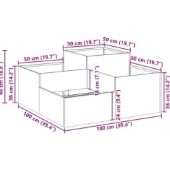 Plantningsbænke^Moderne Blomsterkrukke i Galvaniseret Stål - Rektangulær | Størrelse: 100x100x48 cm | Farve: Sølv