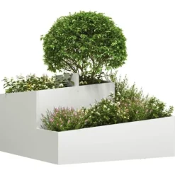 Krukker & Plantebeholdere^Moderne blomsterkrukke i stål - Indendørs & udendørs | Farve: Hvid | Størrelse: 80x80x50 cm