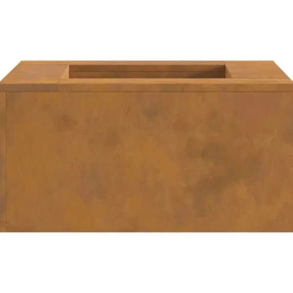 Pejse^Moderne bålsted i forvitret stål - Rektangulært ildsted | Størrelse: 60x60x30 cm