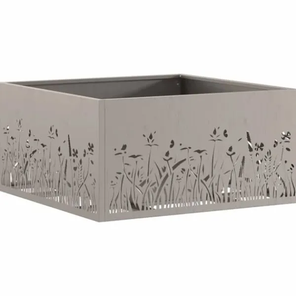 Pejse^Moderne bålsted i forvitret stål - Firkantet ildsted | Størrelse: 60x60x30 cm