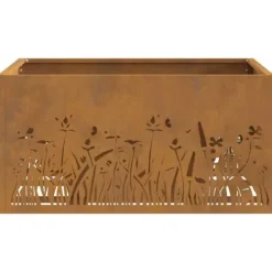 Pejse^Moderne bålsted i forvitret stål - Firkantet ildsted | Størrelse: 60x60x30 cm