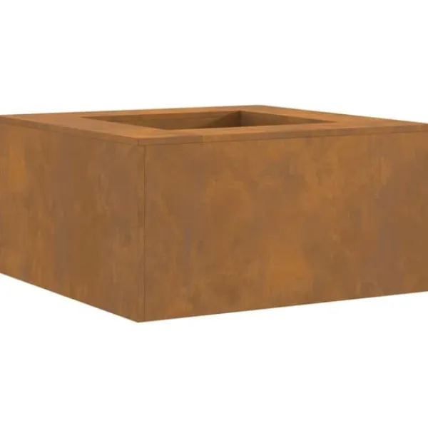 Pejse^Moderne bålsted i stål - Rektangulært udendørs ildsted | Størrelse: 80x80x40 cm | Farve: Brun