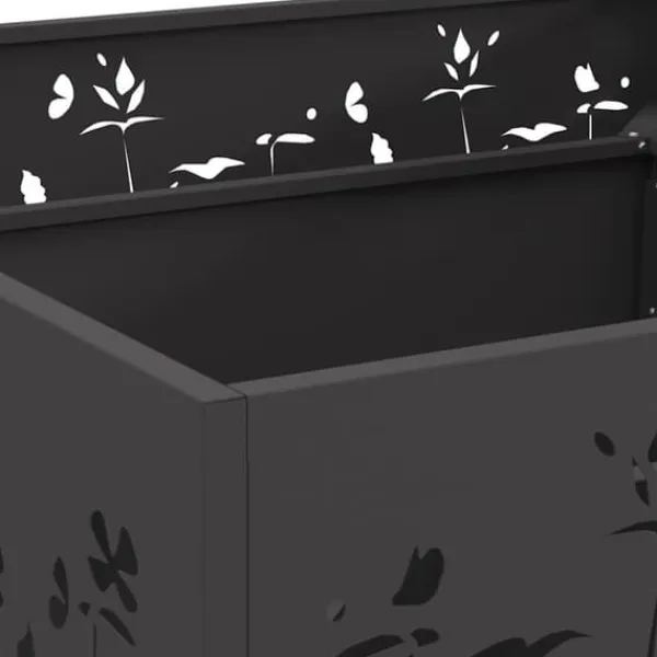 Outlet Moderne firkantet bålsted i koldvalset stål | Størrelse: 80x80x30 cm | Farve: Sort Pejse