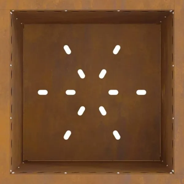 Best Moderne firkantet bålsted i forvitret stål | Størrelse: 48x48x50 cm | Farve: Brun Pejse
