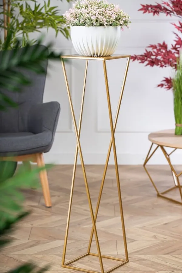 Plantestativer^Moderne guld stående blomsterstand 100cm