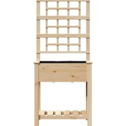 Plantningsbænke^Moderne havekasse med espalier og hylde - Rektangulær | Farve: Beige | Størrelse: 71x38x152 cm