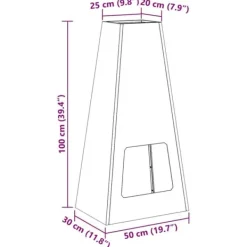 Moderne kegleformet bålsted i koldvalset stål | Farve: Sort | Størrelse: 50x35x100 cm Brændeovne