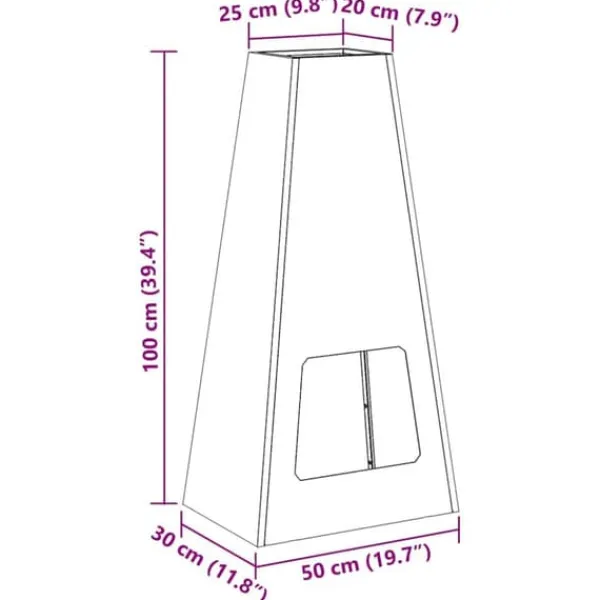 Moderne kegleformet bålsted i koldvalset stål | Farve: Sort | Størrelse: 50x35x100 cm Brændeovne