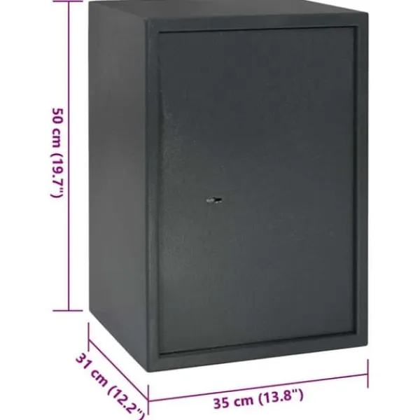 Clearance Moderne metal sikkerhedsboks med lås | Størrelse: 31x35x50 cm | Farve: Grå Pengeskabe