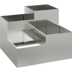 Krukker & Plantebeholdere^Moderne metalhavekrukke i galvaniseret stål - Rektangulær | Størrelse: 100x100x60 cm | Farve: Sølv