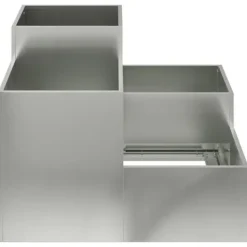 Krukker & Plantebeholdere^Moderne metalhavekrukke i galvaniseret stål - Rektangulær | Størrelse: 100x100x60 cm | Farve: Sølv