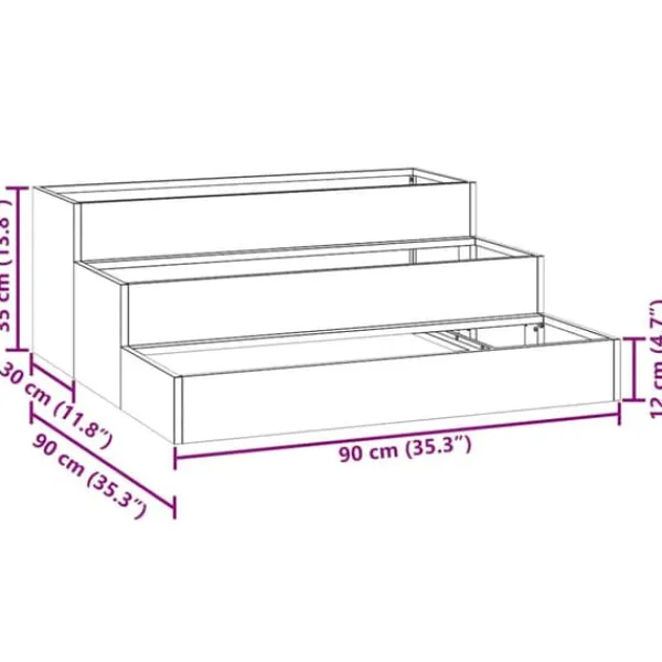 Plantningsbænke^Moderne metalhavekrukke i stål - Designet til udendørs brug | Størrelse: 90x90x35 cm | Farve: Sort