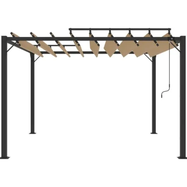 Buer, Spalier, Lysthuse Uden Tag^Moderne pavillon med lameltag 3x3 m - Robust aluminiumsramme | Farve: Gråbrun