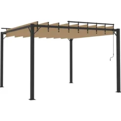 Buer, Spalier, Lysthuse Uden Tag^Moderne pavillon med lameltag 3x3 m - Robust aluminiumsramme | Farve: Gråbrun