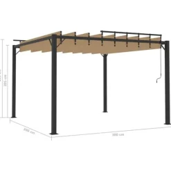 Buer, Spalier, Lysthuse Uden Tag^Moderne pavillon med lameltag 3x3 m - Robust aluminiumsramme | Farve: Gråbrun