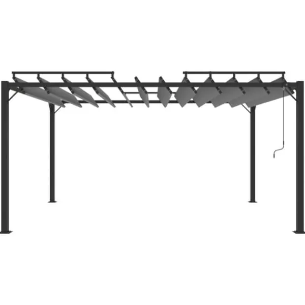 Buer, Spalier, Lysthuse Uden Tag^Moderne pavillon med lameltag 3x4 m i aluminium og stof | Farve: Antracitgrå