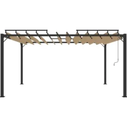 Buer, Spalier, Lysthuse Uden Tag^Moderne pavillon med lameltag 3x4 m - Aluminium & stof | Farve: Gråbrun