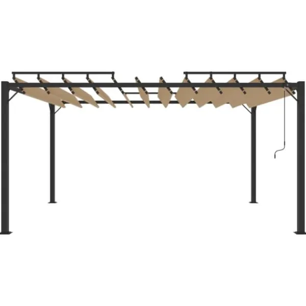 Buer, Spalier, Lysthuse Uden Tag^Moderne pavillon med lameltag 3x4 m - Aluminium & stof | Farve: Gråbrun