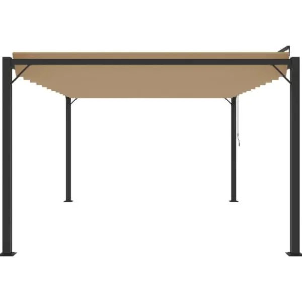 Buer, Spalier, Lysthuse Uden Tag^Moderne pavillon med lameltag 3x4 m - Aluminium & stof | Farve: Gråbrun