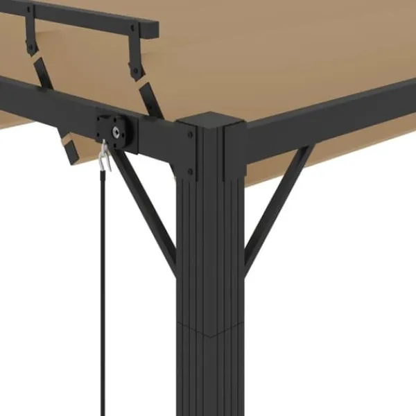 Buer, Spalier, Lysthuse Uden Tag^Moderne pavillon med lameltag 3x4 m - Aluminium & stof | Farve: Gråbrun