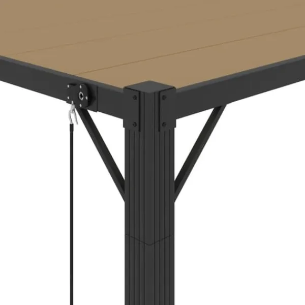 Buer, Spalier, Lysthuse Uden Tag^Moderne pavillon med lameltag 3x4 m - Aluminium & stof | Farve: Gråbrun