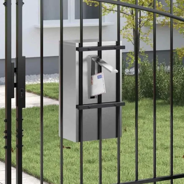 Postkasser & Brevindkast^Moderne postkasse i rustfrit stål - Rektangulær | Farve: Sort | Størrelse: 30x23x55 cm