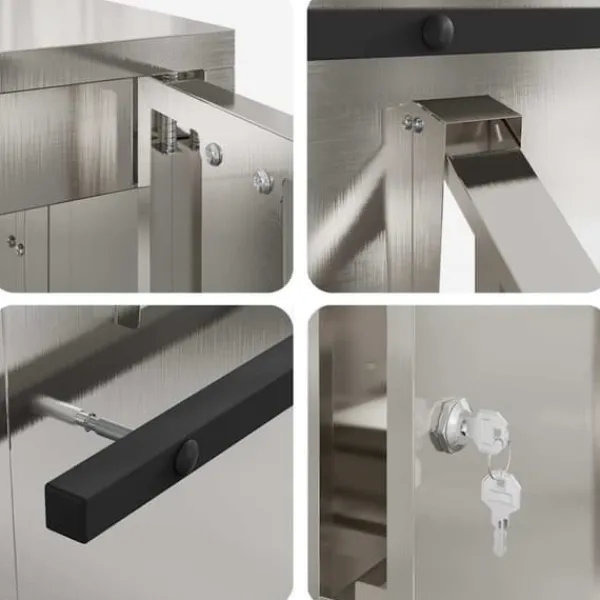 Postkasser & Brevindkast^Moderne postkasse i rustfrit stål - Rektangulær | Farve: Sort | Størrelse: 30x23x55 cm