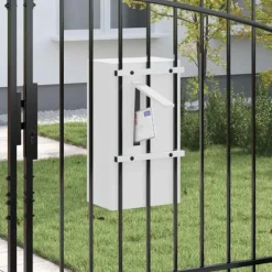 New Moderne postkasse i stål - Rektangulær design | Farve: Hvid | Størrelse: 30x23x55 cm Postkasser & Brevindkast