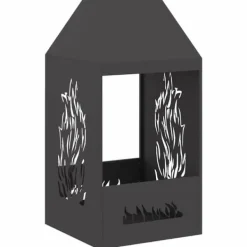 Pejse^Moderne rektangulær bålsted i koldvalset stål | Farve: Sort | Størrelse: 50x50x100 cm