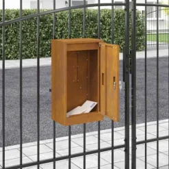 Clearance Moderne stål postkasse - Rektangulær design | Farve: Rusten | Størrelse: 30x23x55 cm Postkasser & Brevindkast
