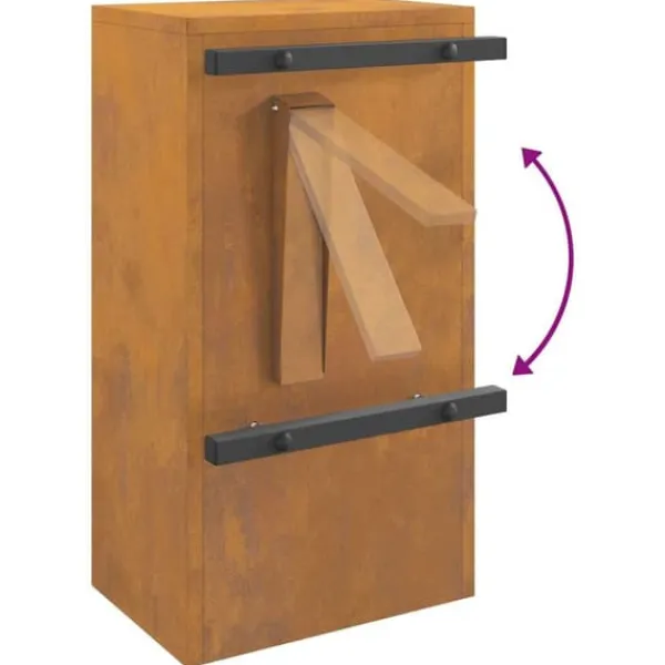 Clearance Moderne stål postkasse - Rektangulær design | Farve: Rusten | Størrelse: 30x23x55 cm Postkasser & Brevindkast