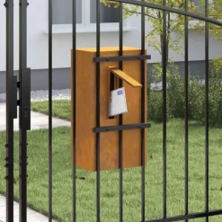 Clearance Moderne stål postkasse - Rektangulær design | Farve: Rusten | Størrelse: 30x23x55 cm Postkasser & Brevindkast