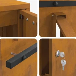 Clearance Moderne stål postkasse - Rektangulær design | Farve: Rusten | Størrelse: 30x23x55 cm Postkasser & Brevindkast