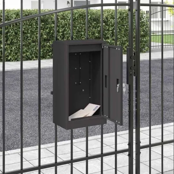 Postkasser & Brevindkast^Moderne stål postkasse - Rektangulær og vandafvisende | Farve: Sort | Størrelse: 30x23x55 cm