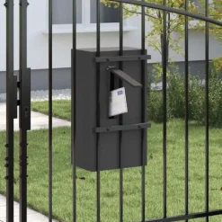 Postkasser & Brevindkast^Moderne stål postkasse - Rektangulær og vandafvisende | Farve: Sort | Størrelse: 30x23x55 cm