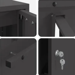 Postkasser & Brevindkast^Moderne stål postkasse - Rektangulær og vandafvisende | Farve: Sort | Størrelse: 30x23x55 cm